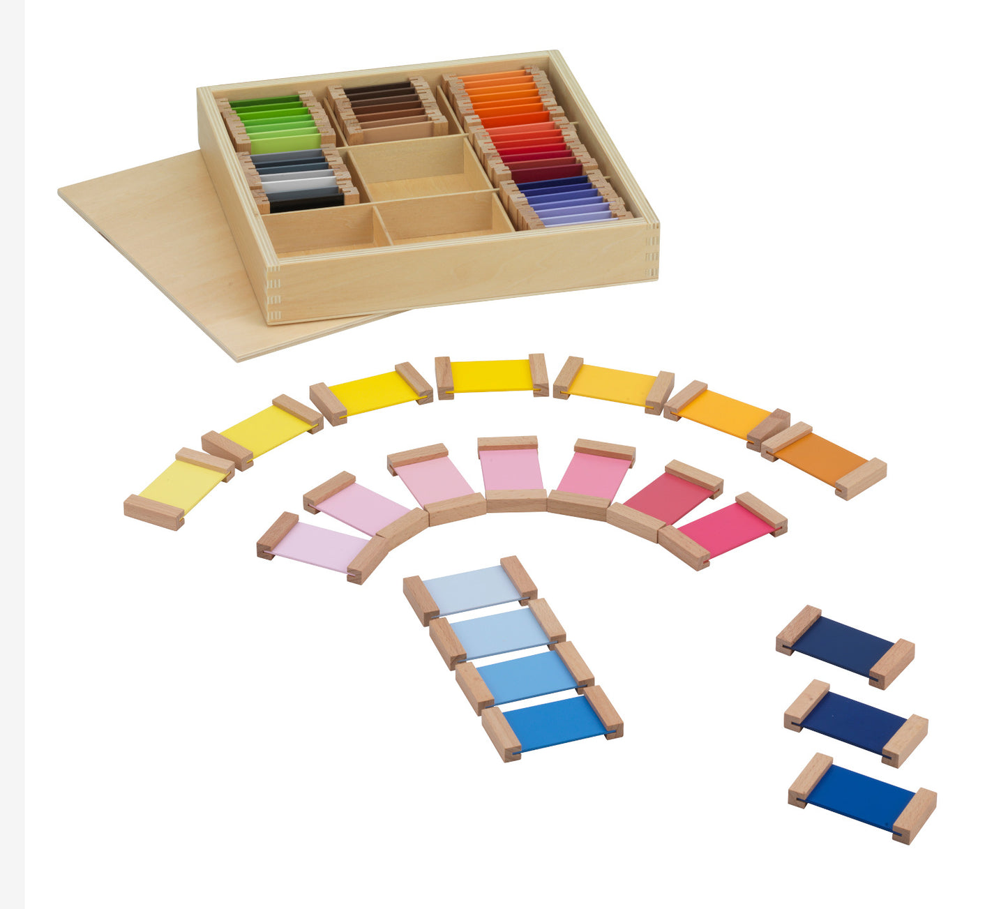 Montessori Farbtäfelchen Set I–III Farben lernen und sortieren