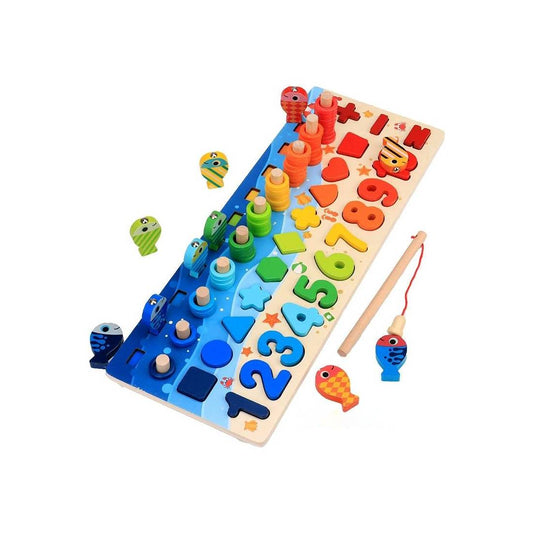 Montessori Wooden Mathematics Toy – Counting Board & Fishing