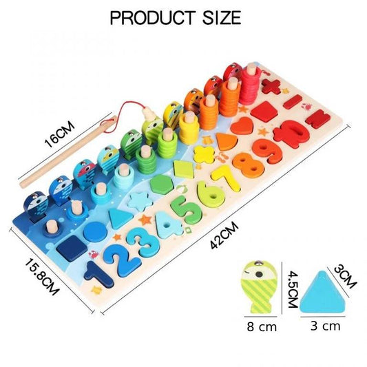 Montessori Wooden Mathematics Toy – Counting Board & Fishing