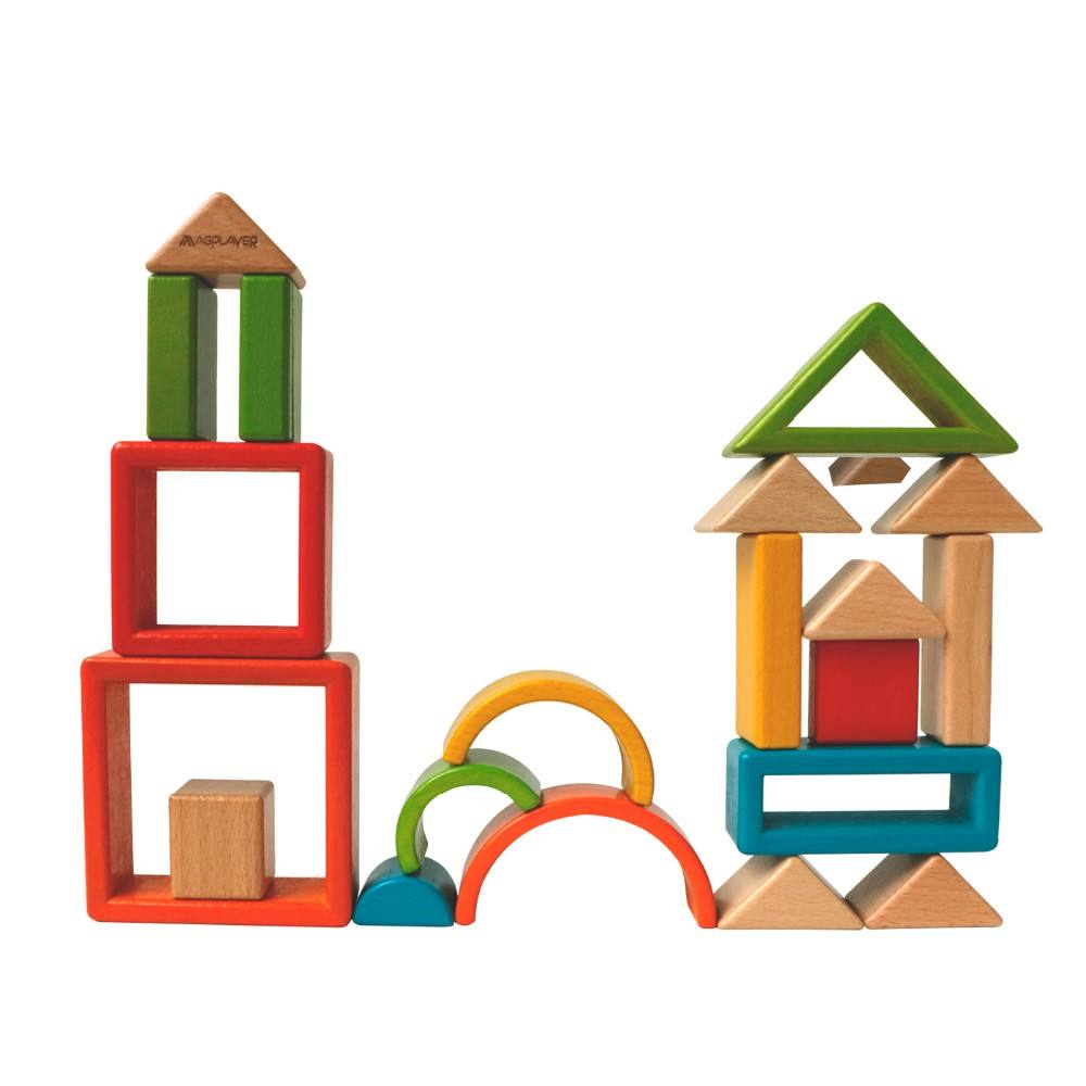 MontessoriLernwelt Kreatives Holzbausteine Regenbogen Konstruktionsspielzeug