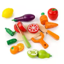 montessoriLernwelt Montessori Holz Schneideset Obst & Gemüse – Küchenspielzeug