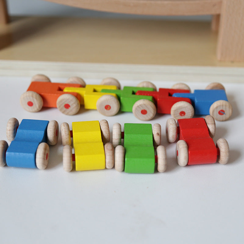 MontessoriLernwelt Buchenholz Kugelbahn mit 5 Autos – Holzspielzeug & Rennbahn, Montessori Lernspielzeug für Kinder 2–6 Jahre