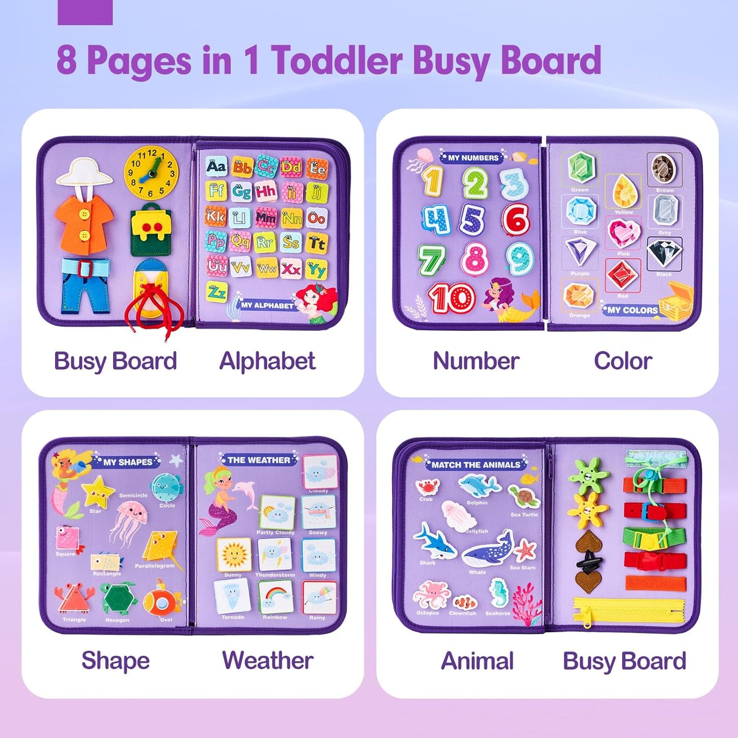 MontessoriLernwelt Busy Board / Busy Book – 8-in-1 Montessori Lernspiel für Vorschulkinder, Reise & Auto, Geschenk ab 2–4/3 Jahre