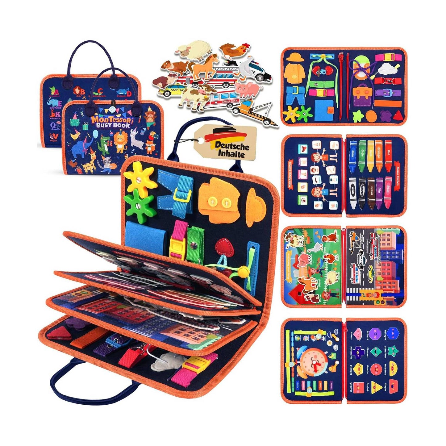 MontessoriLernwelt Busy Board Quiet Book – Montessori Beschäftigungsbuch ab 1 Jahr, Reisespiel für Kleinkinder