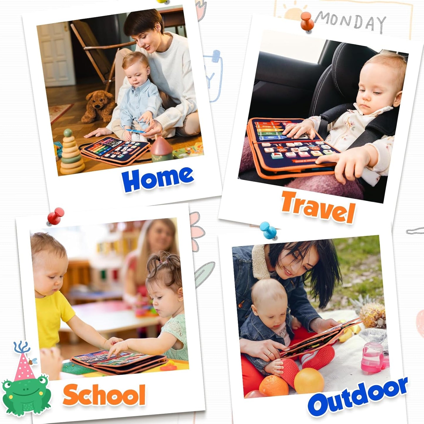 MontessoriLernwelt Busy Board Quiet Book – Montessori Beschäftigungsbuch ab 1 Jahr, Reisespiel für Kleinkinder