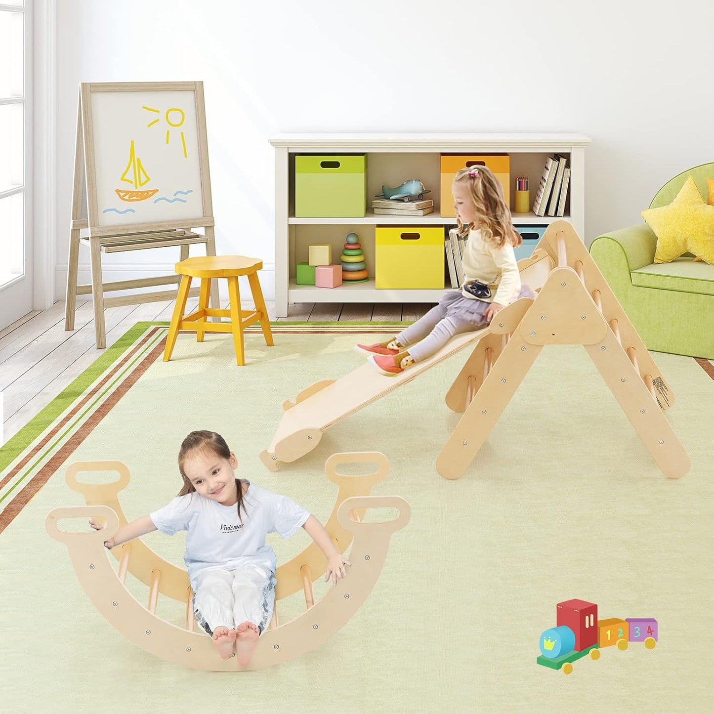 Pikler Dreieck 4-in-1 Set von MontessoriLernwelt – Kletterdreieck, Kletterbogen & Rampe