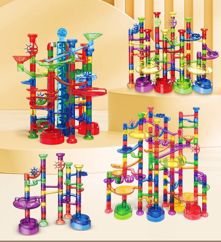 MontessoriLernwelt transparente Kugelbahn für Kinder, 168 Teile Murmelbahn Röhren Bausatz aus ABS, BPA-frei, Montessori Konstruktionsspielzeug
