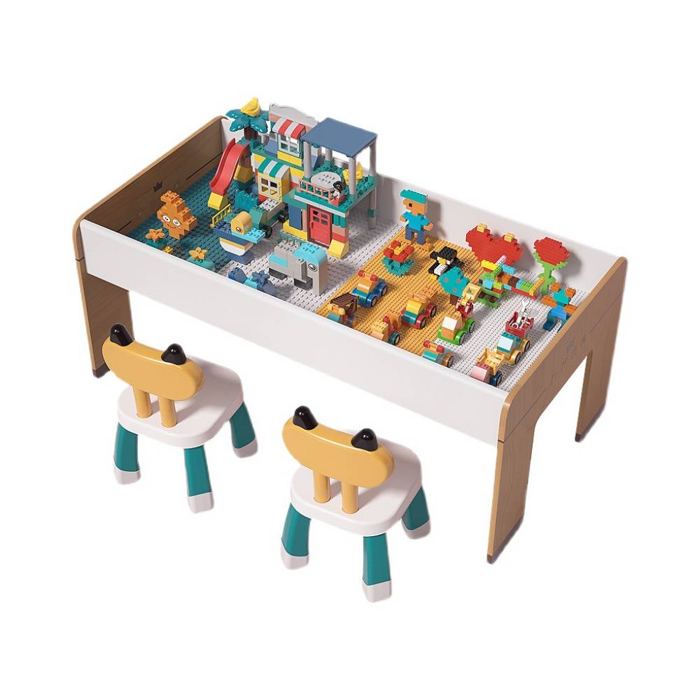 montessoriLernwelt Holz Lego Tisch für Kinder, multifunktionaler Spieltisch