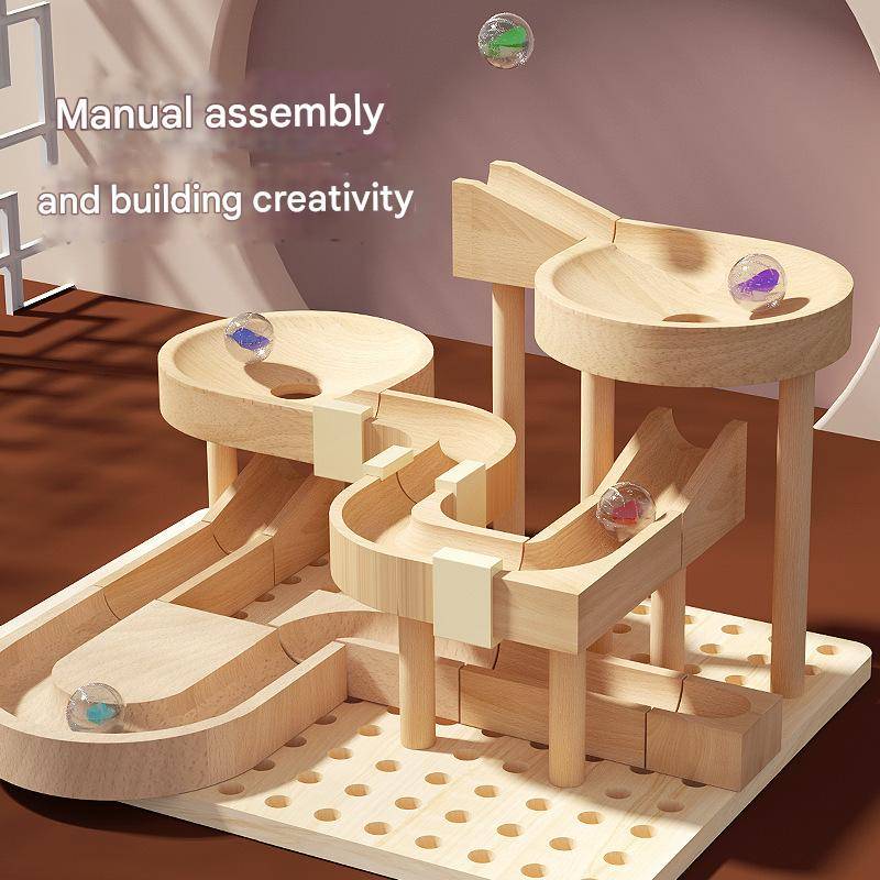 MontessoriLernwelt Murmelbahn Holz – Montessori Kugelbahn Spielzeug für Kinder