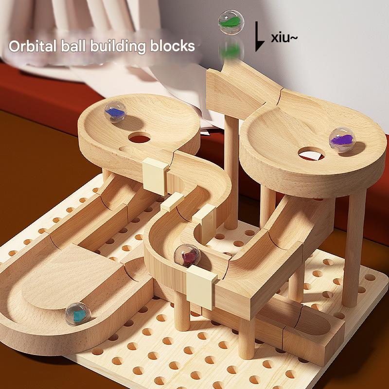 MontessoriLernwelt Murmelbahn Holz – Montessori Kugelbahn Spielzeug für Kinder