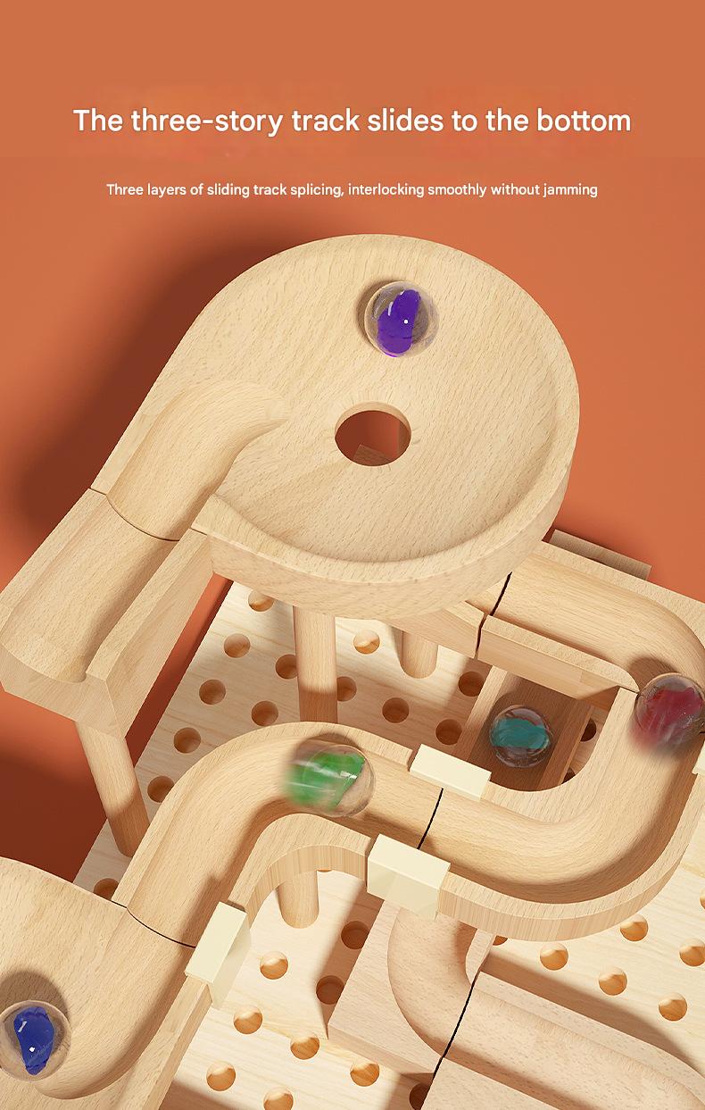 MontessoriLernwelt Murmelbahn Holz – Montessori Kugelbahn Spielzeug für Kinder