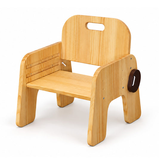 Höhenverstellbarer Montessori Kinderstuhl aus Holz im Elefanten-Design