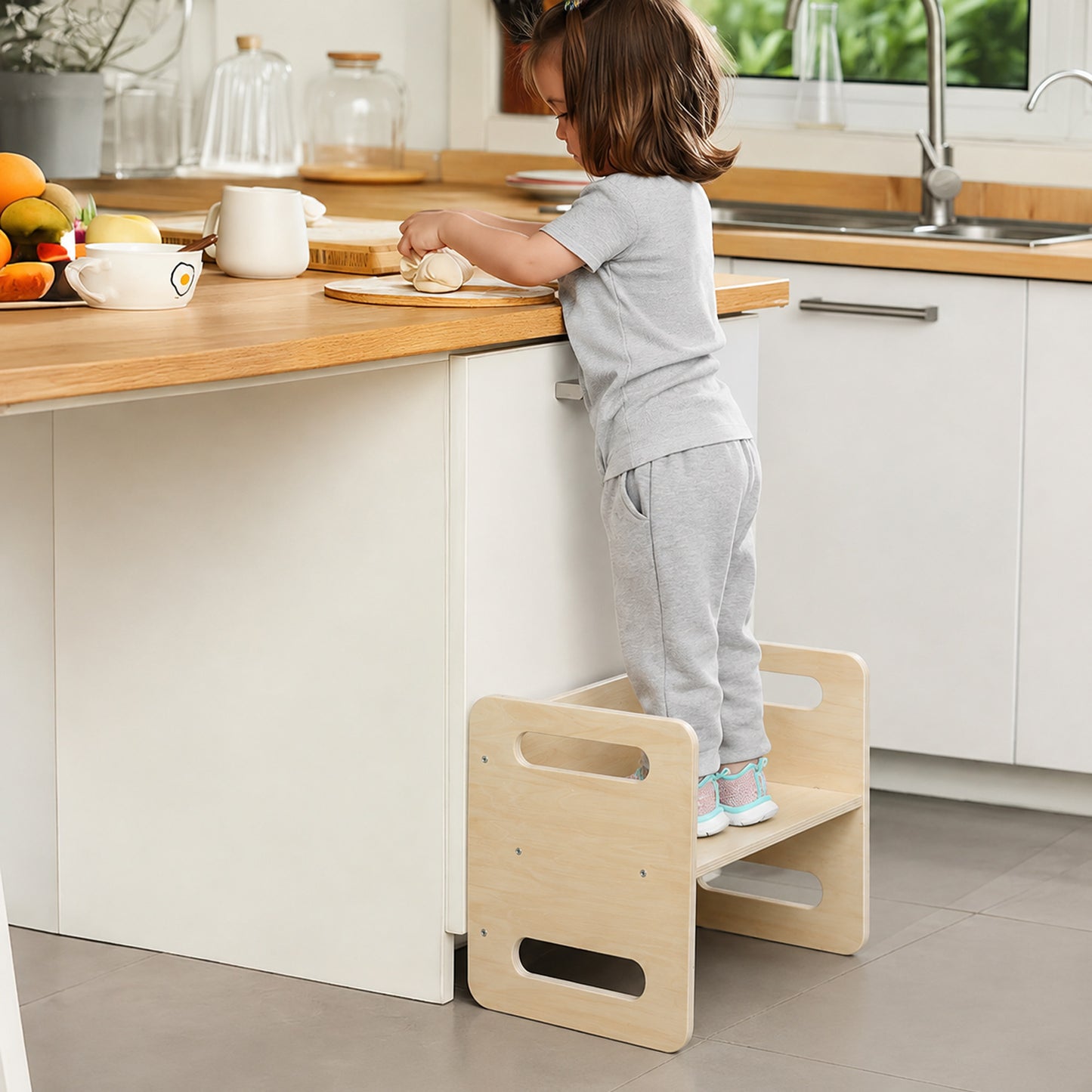 Table Montessori 3-en-1 pour enfants avec chaise en bambou