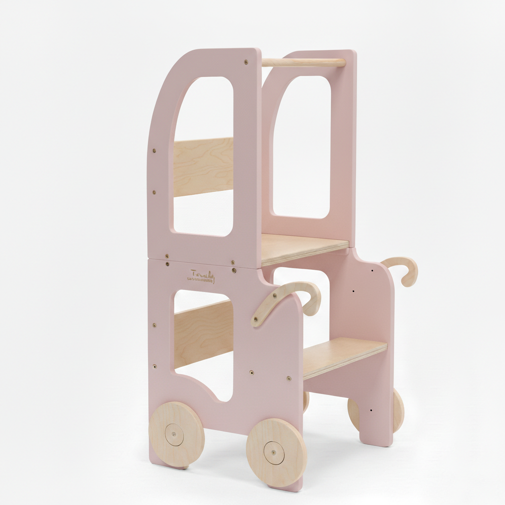 Tour d’apprentissage Montessori trolley – aide de cuisine 3-en-1 pour enfants