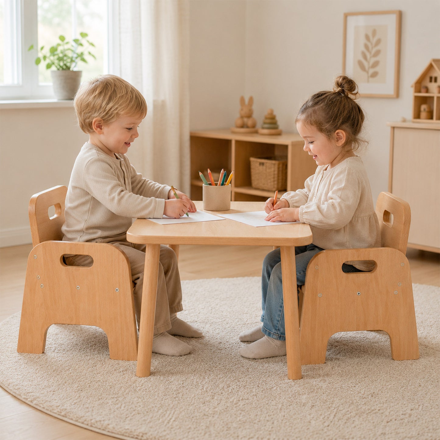 Montessori toddler chair made of wood – low children's chair from 1 year old