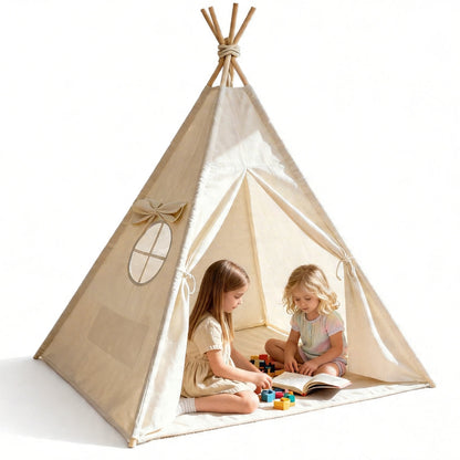 Montessori Spielzelt in Beige im Kinderzimmer