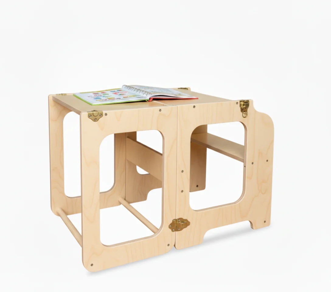 2-in-1 Lernturm und Kindertisch aus Holz