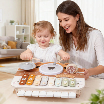 Holz Musikspielzeug mit Xylophon und Klaviertasten für Kinder