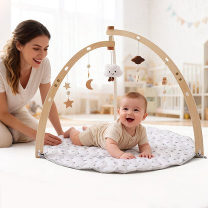 Houten Baby Gym met Speelmat – met 5 Hangers
