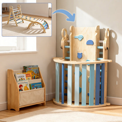 Montessori Klimset Hout – Opvouwbare Driehoek & Booghelling