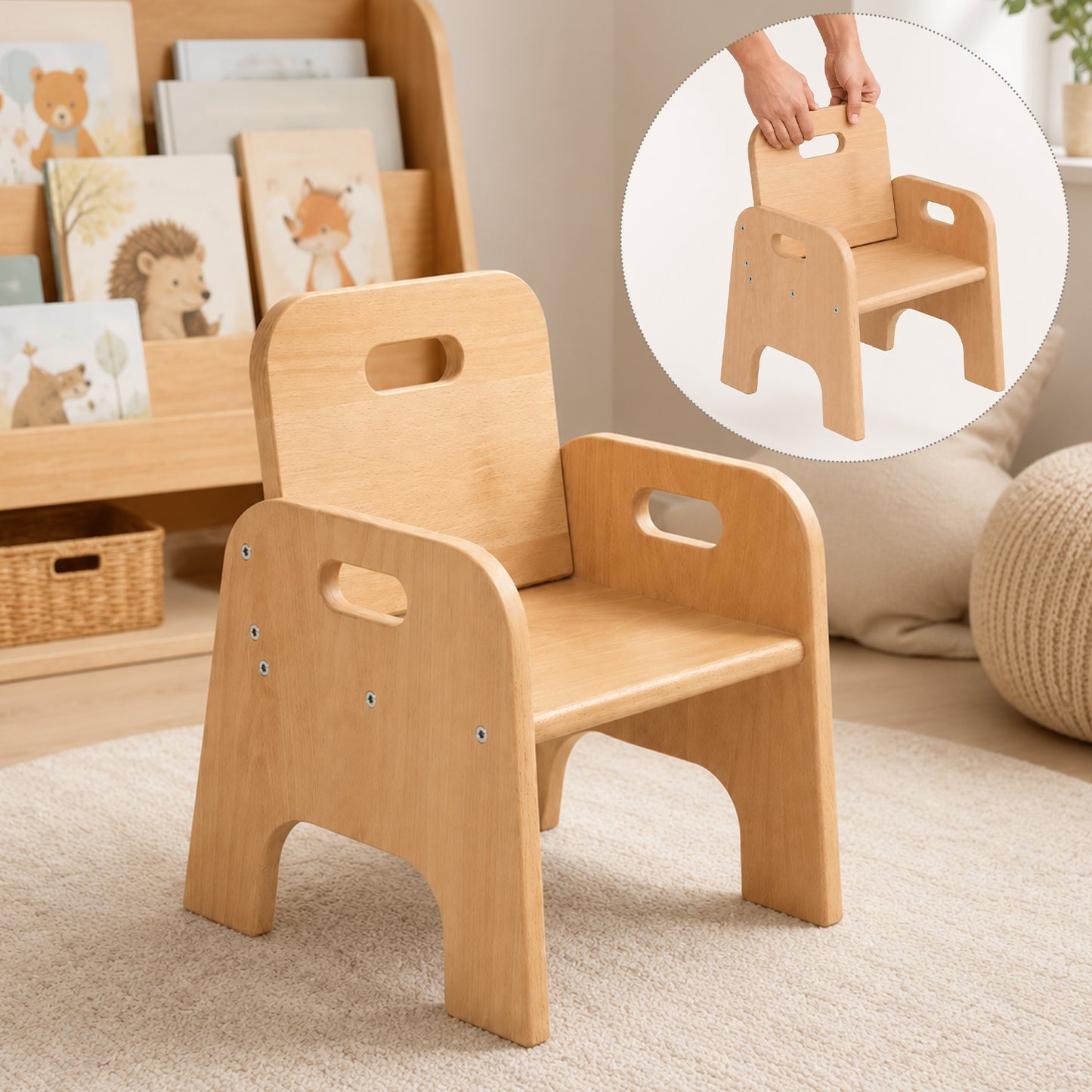 Montessori toddler chair made of wood – low children's chair from 1 year old