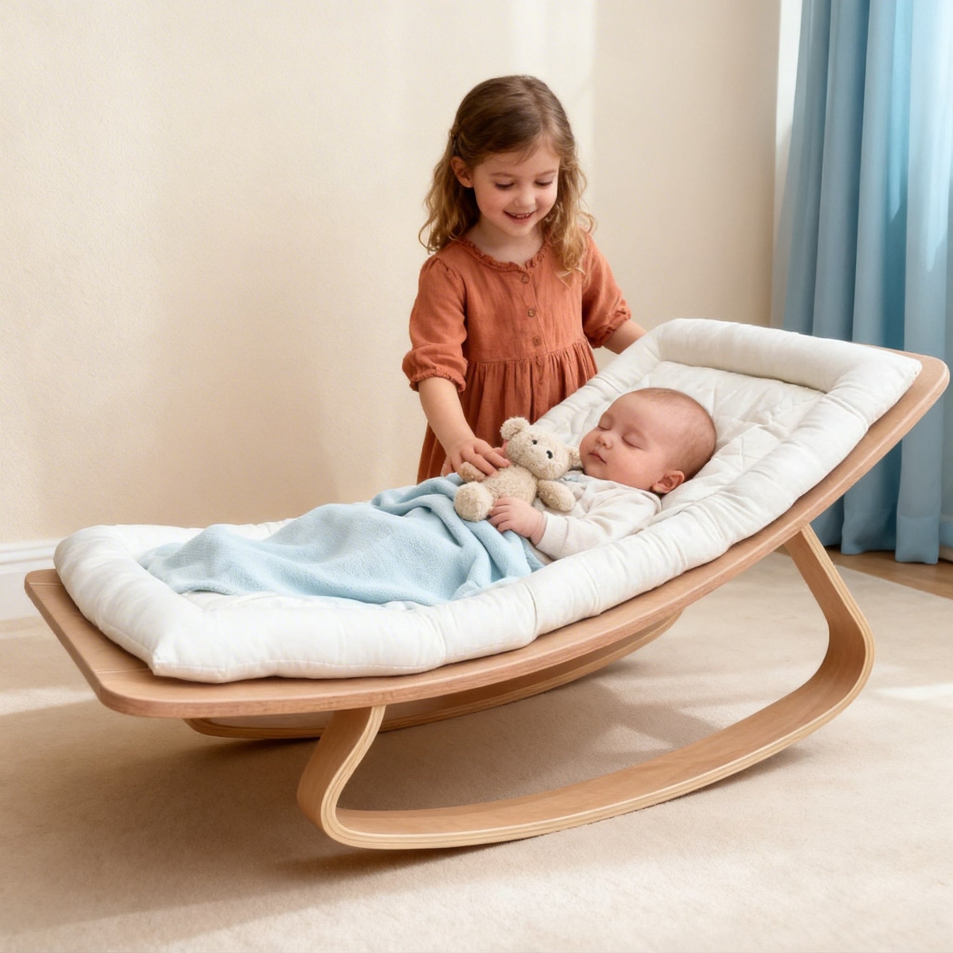 Babywippe mit Sicherheitsgurt und weichem Bezug