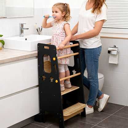 Montessori Lernturm in Marineblau mit rutschfester Trittfläche