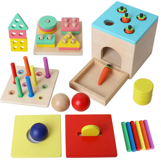 Cubo de habilidades motoras Montessori 4 en 1