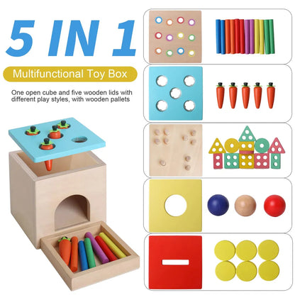 Cubo de habilidades motoras Montessori 4 en 1