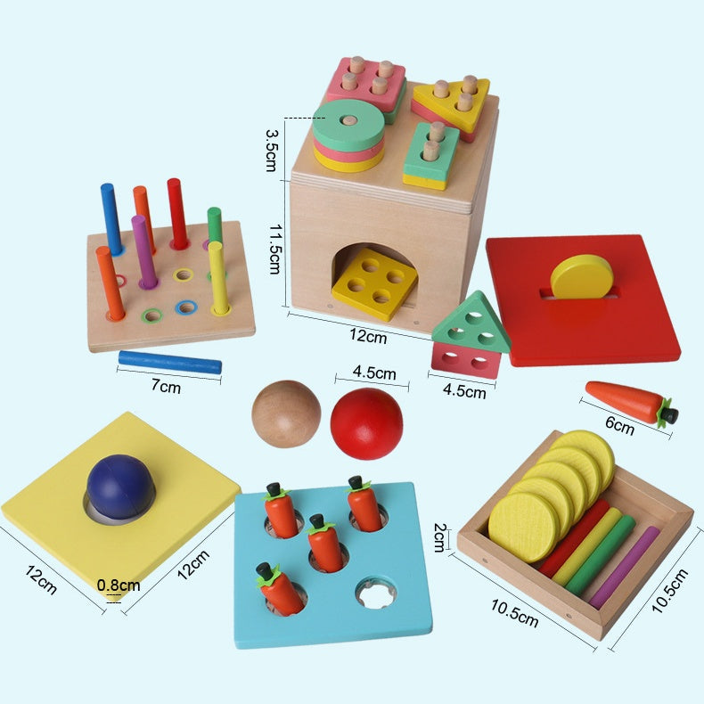 Cubo de habilidades motoras Montessori 4 en 1
