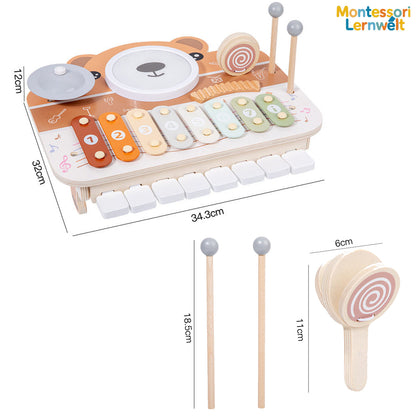 Kastagnetten und Schlägel des Montessori Musikspielzeugs im Detail