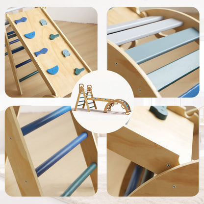Montessori Klimset Hout – Opvouwbare Driehoek & Booghelling