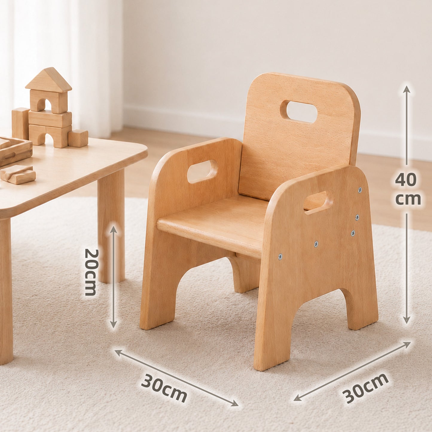 Montessori toddler chair made of wood – low children's chair from 1 year old