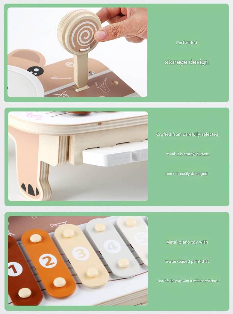 6-in-1 Holz Musikspielzeug – Montessori Xylophon & Klavier für Kinder, Hauptbild