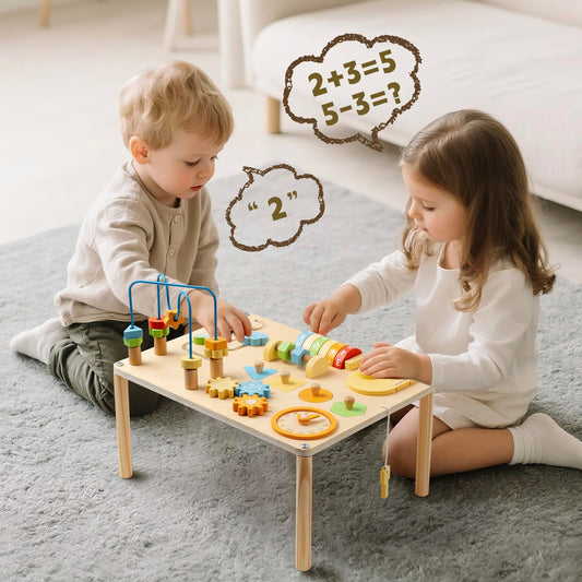 8-in-1 Montessori Activity Table – Macaron Colors & Motor Skills