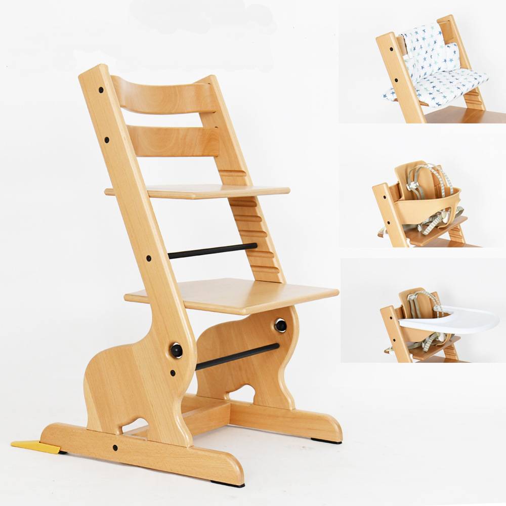 Montessori Hochstuhl aus Buchenholz – Kinderstuhl mit Tablett