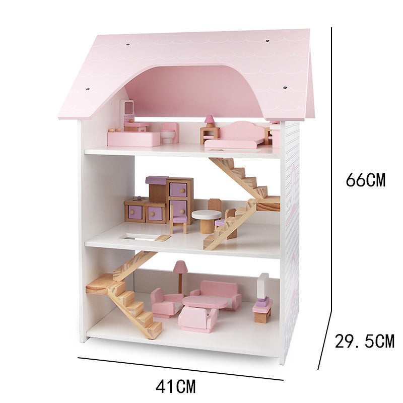 Holz Puppenhaus 3 Etagen mit Möbeln für Kinder