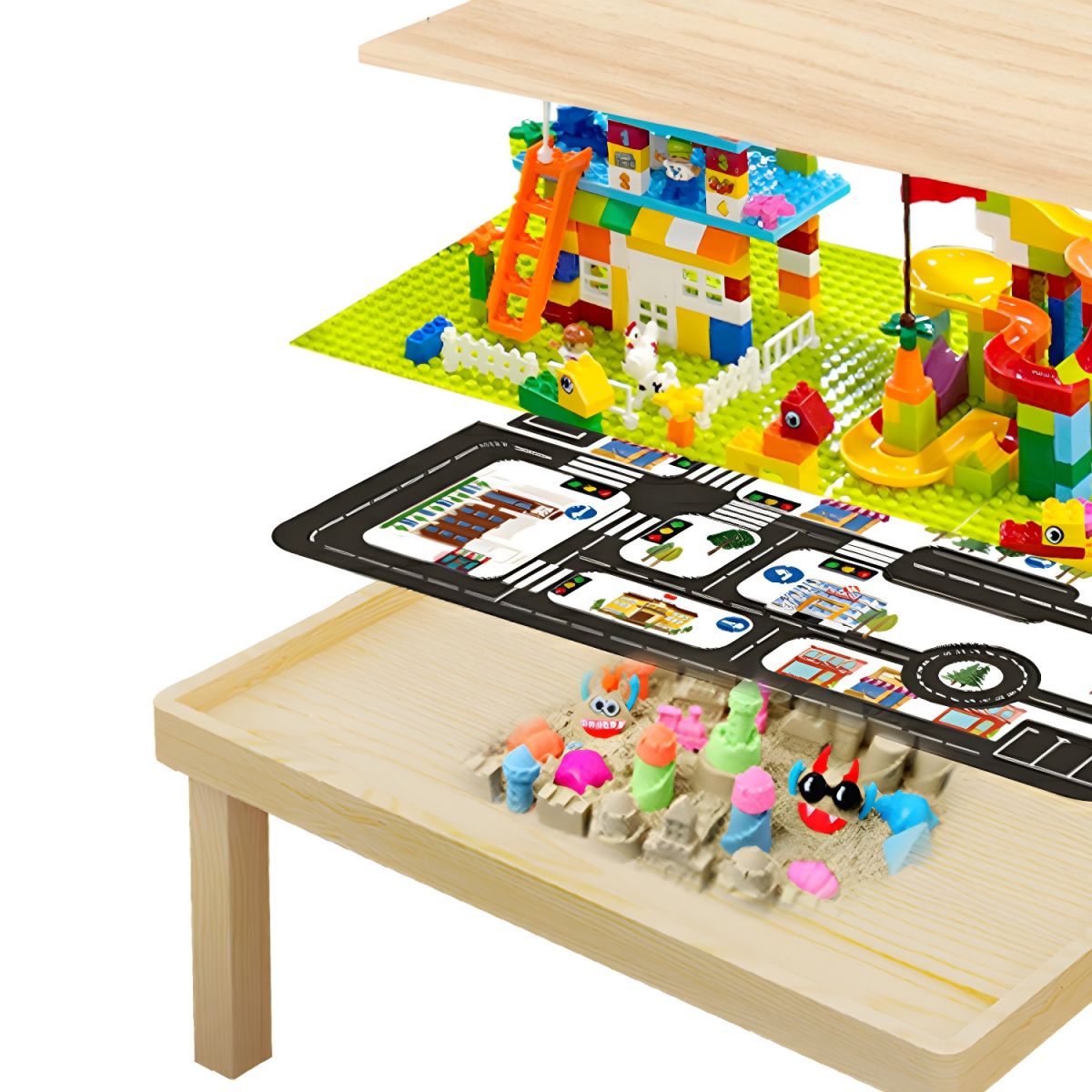 Montessori Spieltisch aus Holz – Multifunktionaler Kinderspieltisch