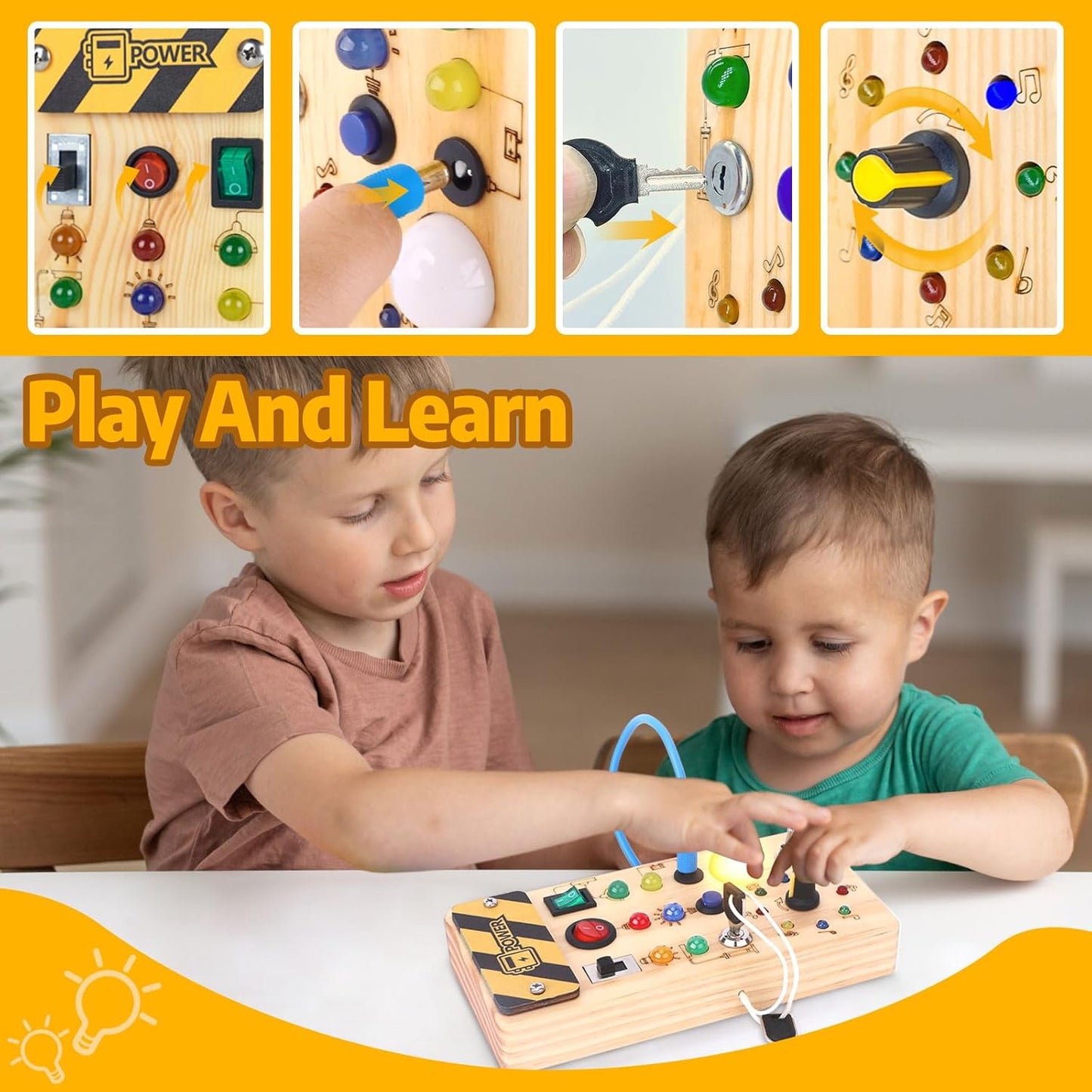 Montessori Busy Board Holz-Schalttafel