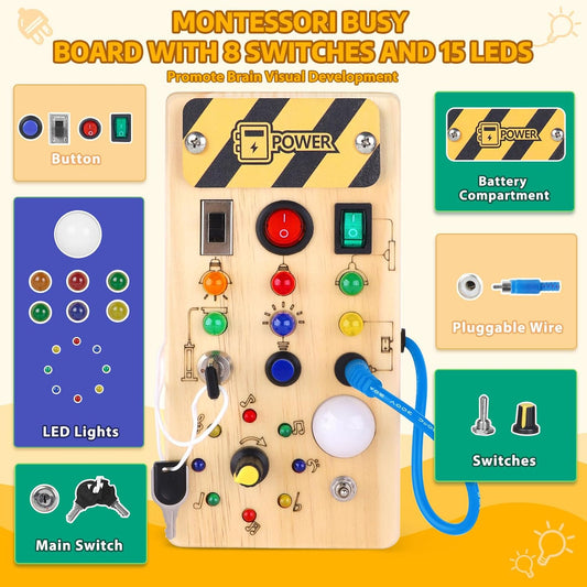 Montessori Busy Board Holz-Schalttafel