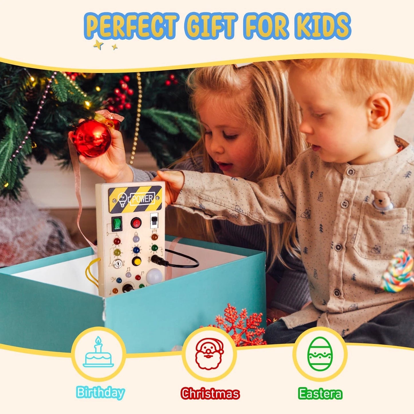 Montessori Busy Board Schalttafel – Ideal für unterwegs