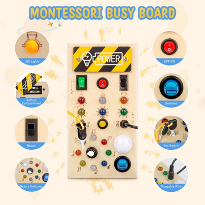 Montessori Busy Board Schalttafel – Ideal für unterwegs