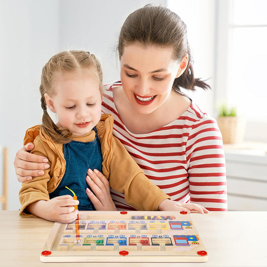 Montessori Wooden Labyrinth 3D – Magnetic Skill Game