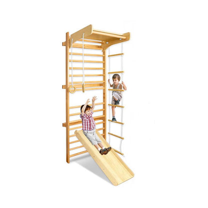 Montessori Klettergerüst für Kinder – Mit Rutsche, Turnringen und Schaukel