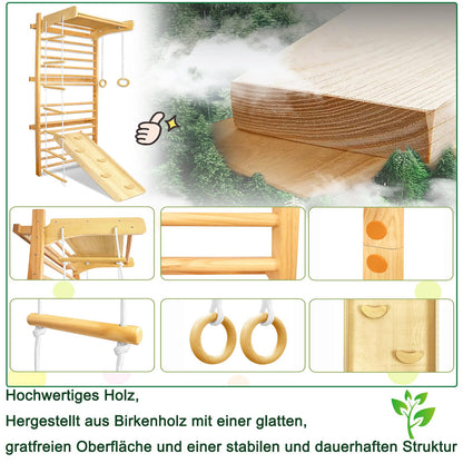 Montessori Klettergerüst für Kinder – Mit Rutsche, Turnringen und Schaukel