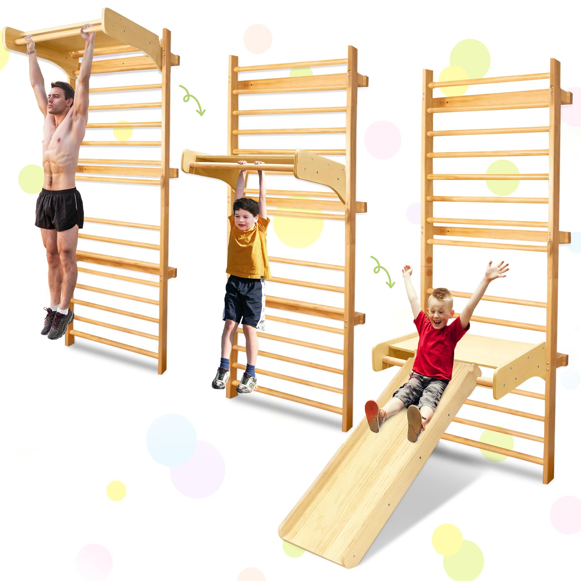 Montessori Klettergerüst für Kinder – Mit Rutsche, Turnringen und Schaukel