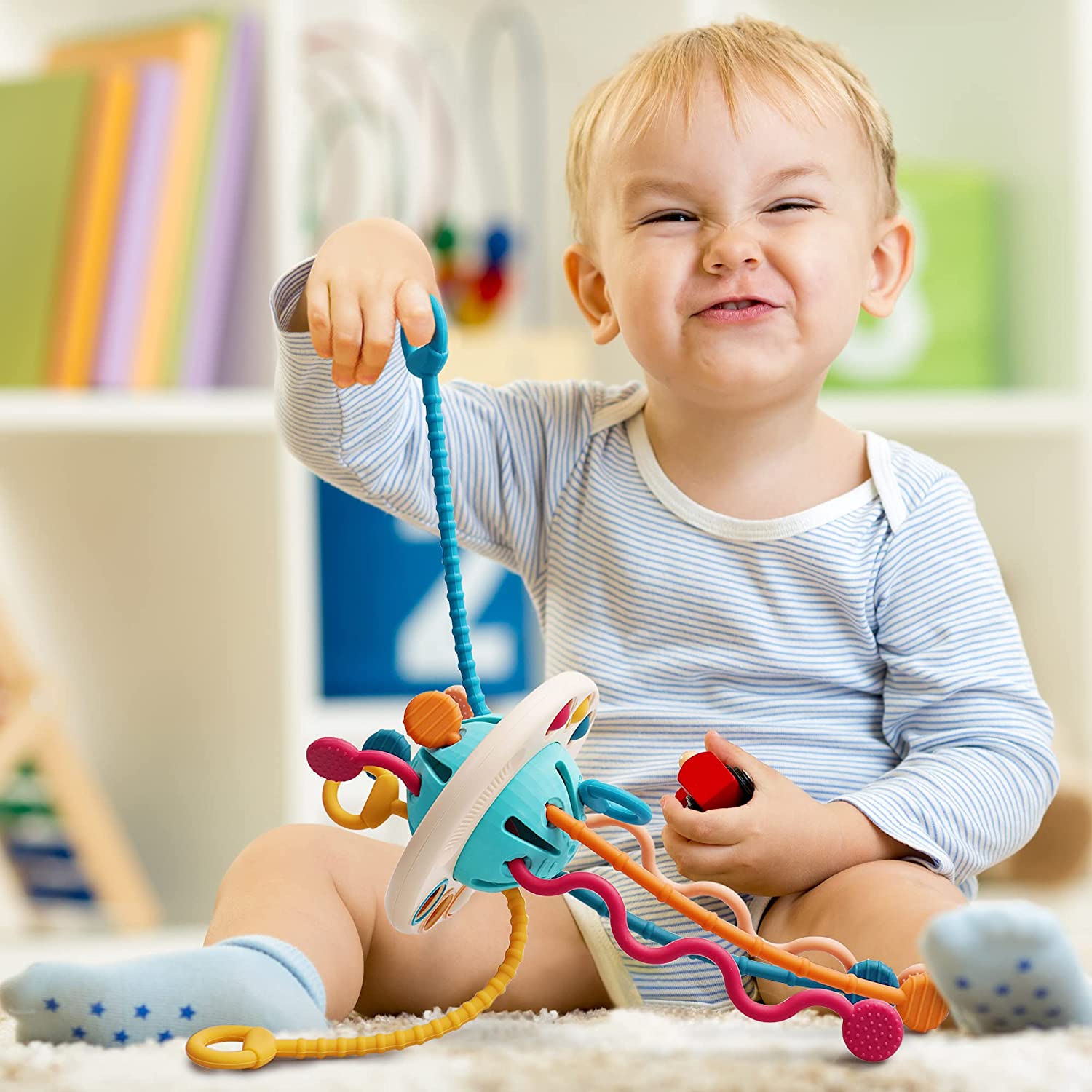 spielzeug baby 1 monat Montessori Zugschnur-Spielzeug BPA-Freies – Montessori Lernwelt