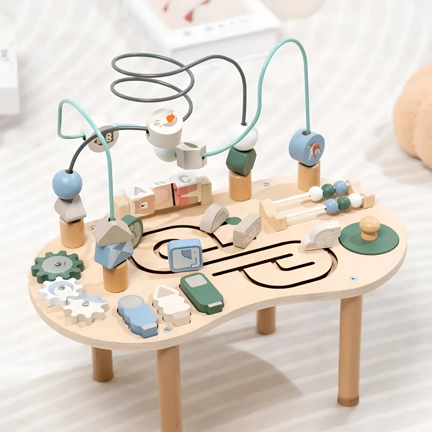 Montessori Aktivitätstisch aus Holz | Busy Board & Lerntisch für Kinder