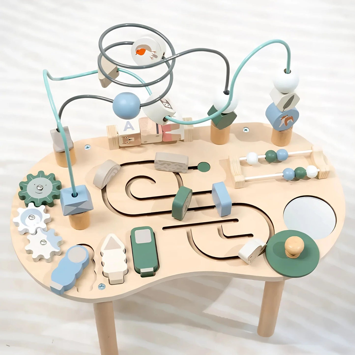 Montessori Aktivitätstisch aus Holz | Busy Board & Lerntisch für Kinder