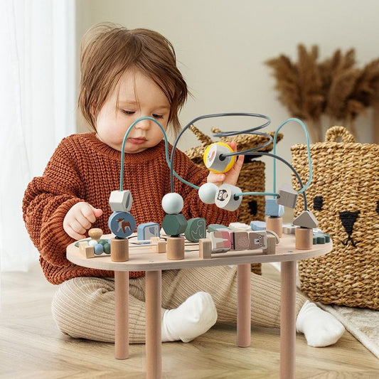 Montessori Aktivitätstisch aus Holz | Busy Board & Lerntisch für Kinder